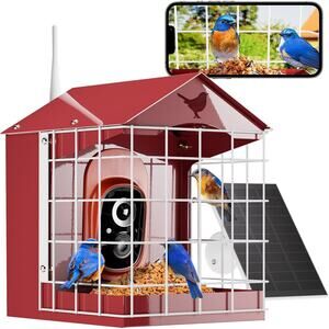 Smart Bird Feeder with Camera, Outdoor Metal Bird Feeder w AI Identify Red NIB